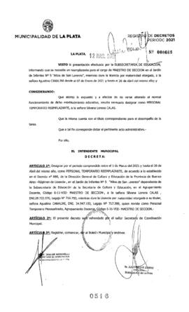 Decreto nº 516 de 2021, GARRO, Julio cesar