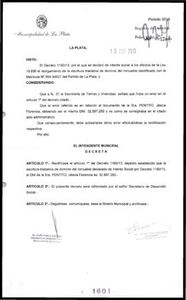 Decreto n° 1601 de 2013, Bruera, Oscar Pablo