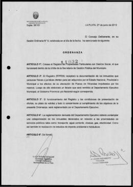 Ordenanza n° 11032 de 2013