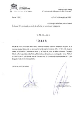 Ordenanza nº 12446 de 2023