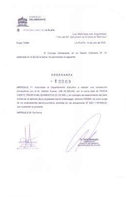 Ordenanza nº 12263 de 2022