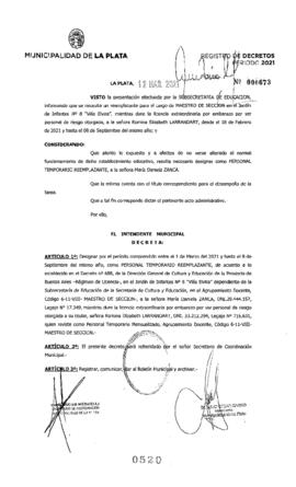 Decreto nº 520 de 2021, GARRO, Julio cesar