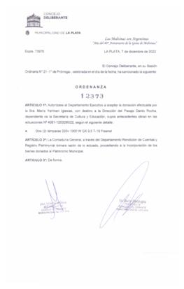 Ordenanza nº 12373 de 2022