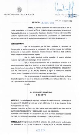 Decreto nº 273 de 2023, GARRO, Julio cesar