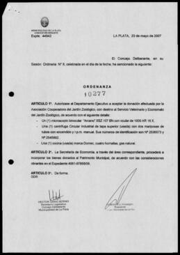 Ordenanza n° 10277 de 2007