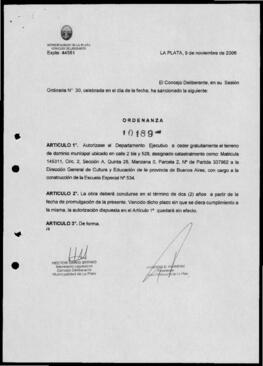 Ordenanza n° 10189 de 2006