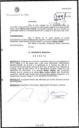 Decreto n° 2348 de 2013, Bruera, Oscar Pablo