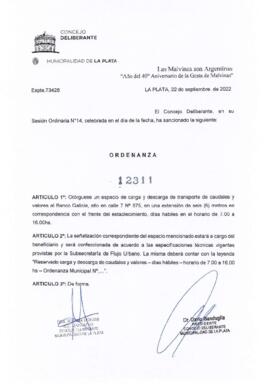 Ordenanza nº 12311 de 2022