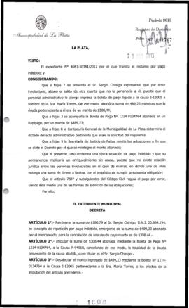 Decreto n° 1608 de 2013, Bruera, Oscar Pablo