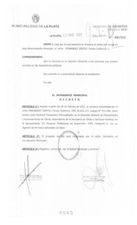 Decreto nº 545 de 2021, GARRO, Julio cesar