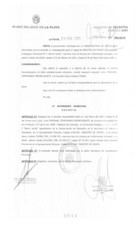 Decreto nº 641 de 2021, GARRO, Julio cesar