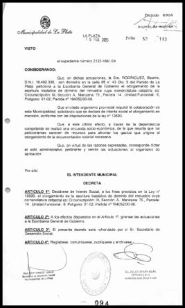 Decreto n° 94 de 2005, Alak, Julio Cesar