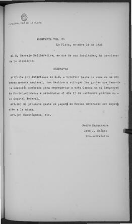 Ordenanza n° 84 de 1926