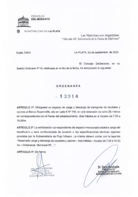 Ordenanza nº 12314 de 2022