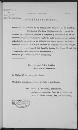 Ordenanza n° 1619 de 1949
