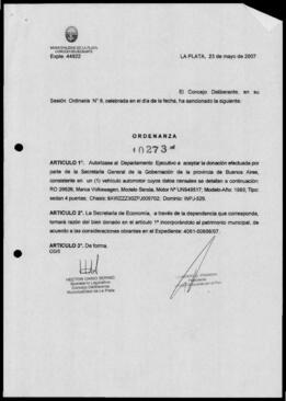 Ordenanza n° 10273 de 2007