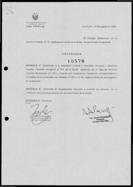 Ordenanza n° 10576 de 2009