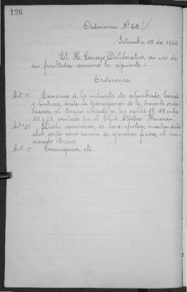 Ordenanza n° 68 de 1922