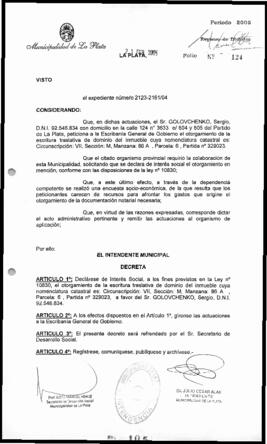 Decreto n° 105 de 2005, Alak, Julio Cesar