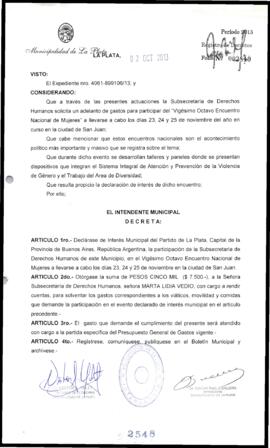 Decreto n° 2548 de 2013, Bruera, Oscar Pablo