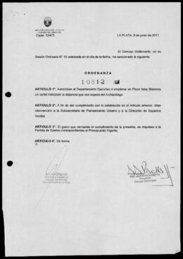 Ordenanza n° 10812 de 2011