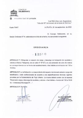 Ordenanza nº 12310 de 2022
