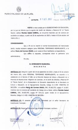 Decreto nº 3612 de 2023, GARRO, Julio cesar