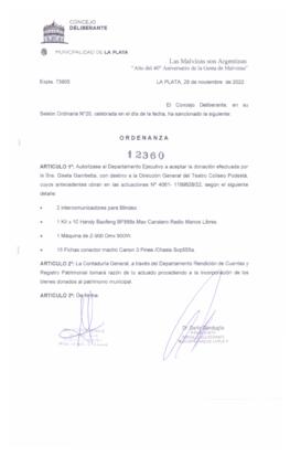 Ordenanza nº 12360 de 2022