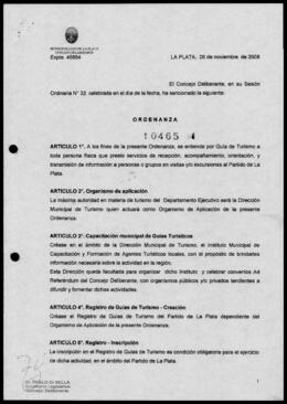 Ordenanza n° 10465 de 2008