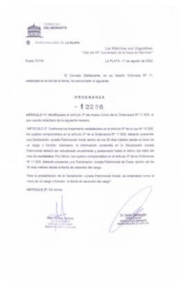 Ordenanza nº 12286 de 2022