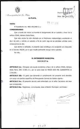 Decreto n° 1547 de 2013, Bruera, Oscar Pablo