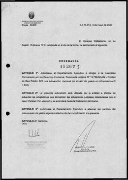 Ordenanza n° 10267 de 2007