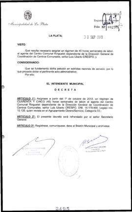 Decreto n° 2495 de 2013, Bruera, Oscar Pablo