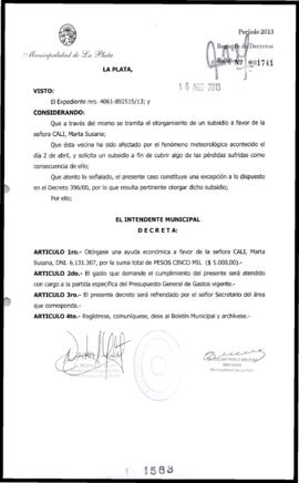 Decreto n° 1583 de 2013, Bruera, Oscar Pablo