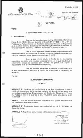 Decreto n° 793 de 2005, Alak, Julio Cesar