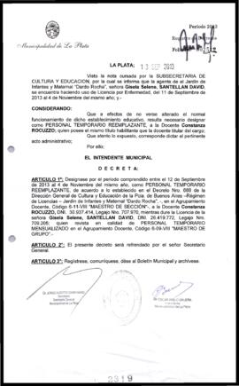 Decreto n° 2319 de 2013, Bruera, Oscar Pablo