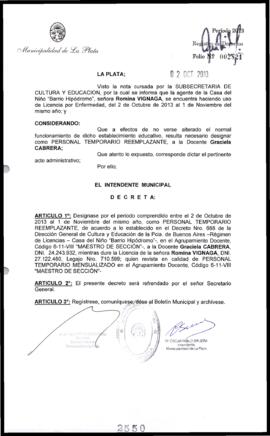 Decreto n° 2550 de 2013, Bruera, Oscar Pablo