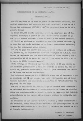 Ordenanza n° 144 de 1933