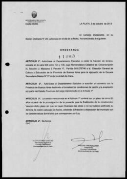 Ordenanza n° 11063 de 2013
