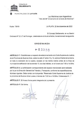 Ordenanza nº 12388 de 2022