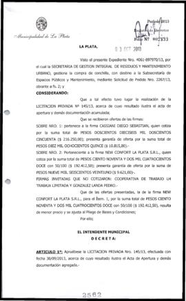 Decreto n° 2562 de 2013, Bruera, Oscar Pablo
