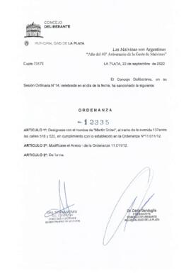 Ordenanza nº 12335 de 2022