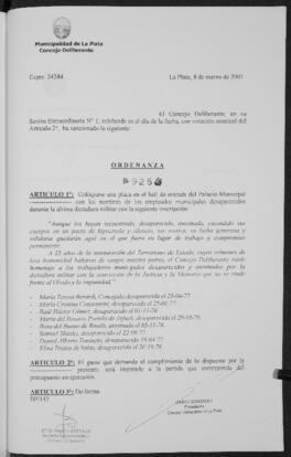Ordenanza n° 9254 de 2001