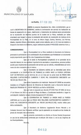 Decreto nº 452 de 2023, GARRO, Julio cesar