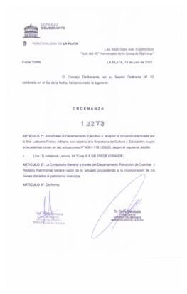 Ordenanza nº 12272 de 2022