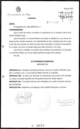 Decreto n° 1681 de 2013, Bruera, Oscar Pablo