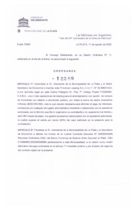 Ordenanza nº 12289 de 2022