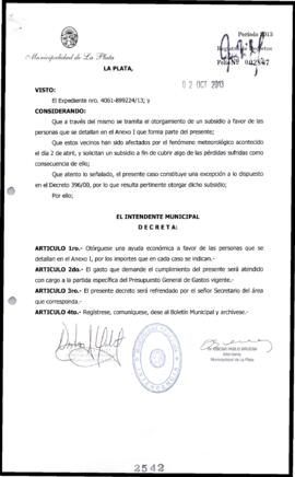 Decreto n° 2542 de 2013, Bruera, Oscar Pablo