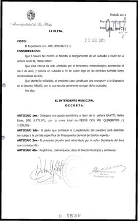 Decreto n° 1639 de 2013, Bruera, Oscar Pablo