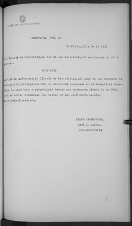 Ordenanza n° 61 de 1926